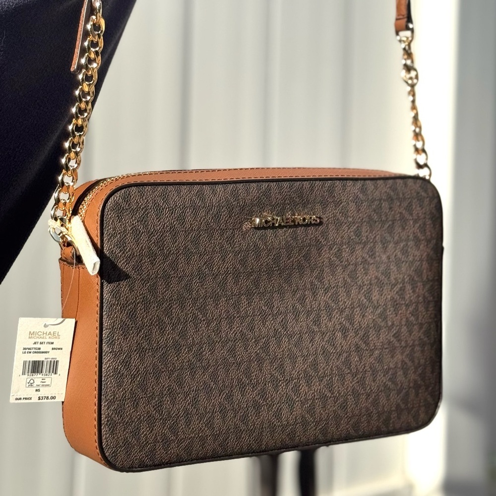 Michael Kors Large EW Crossbody Bag Brown Signature
